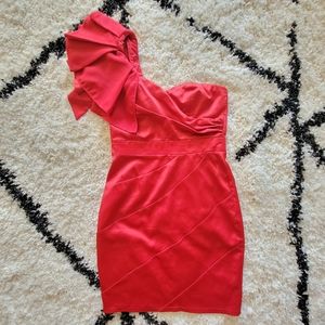 Lipsy One Ruffle Shoulder Satin Dress